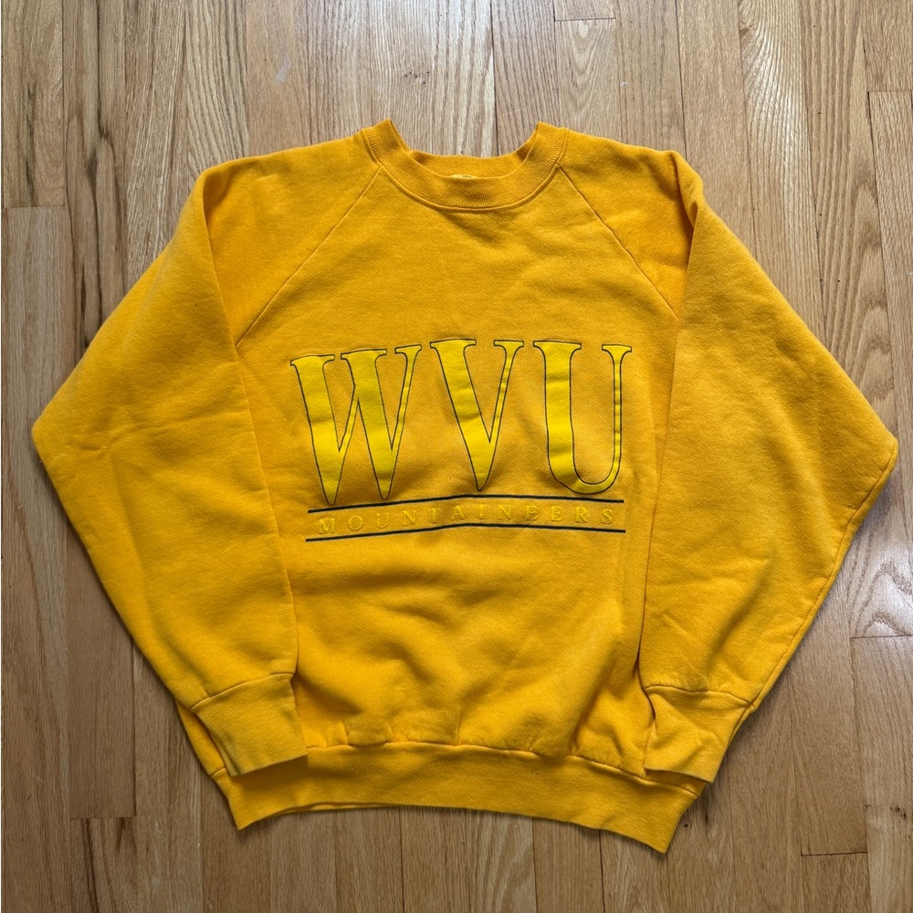 WVU Mountaineers Vintage Yellow Crewneck Sweatshirt